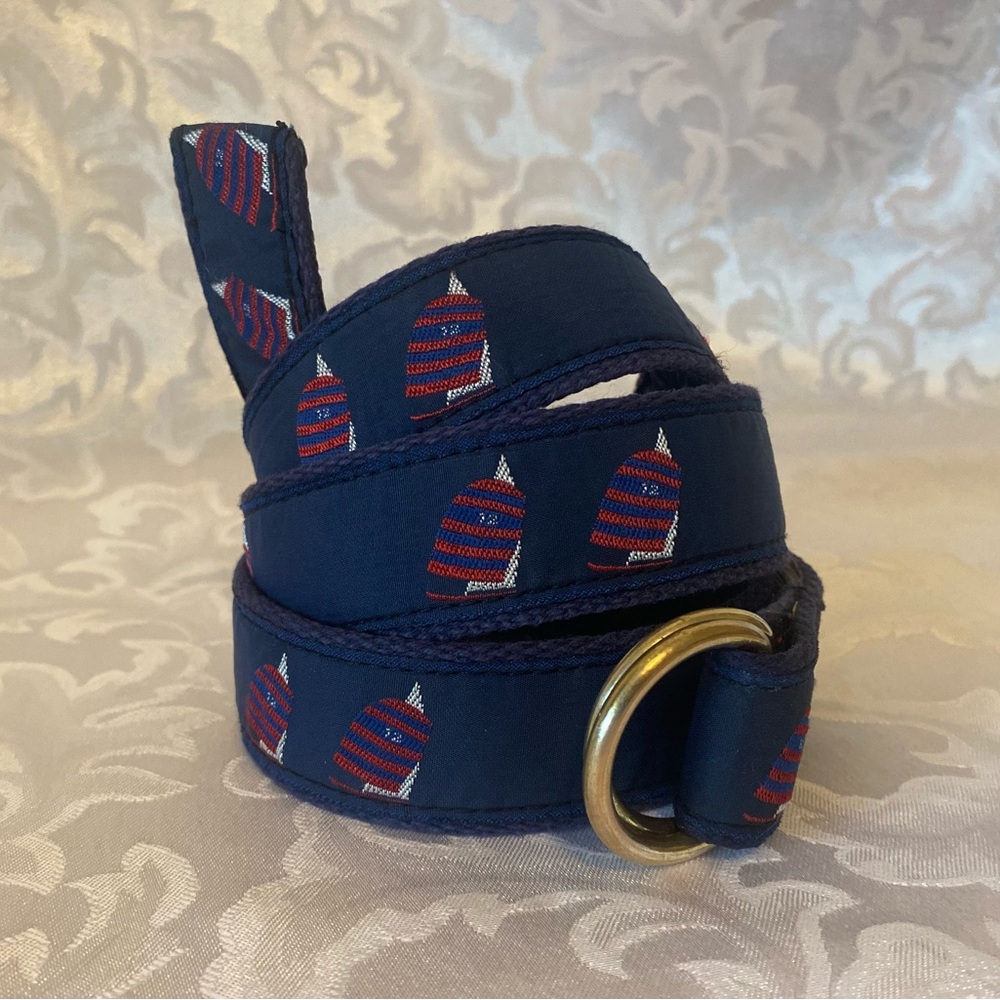 YRI Canvas Nautical Belt, Brass Buckle Loops, Made In USA, Men’s L, 42 Inches